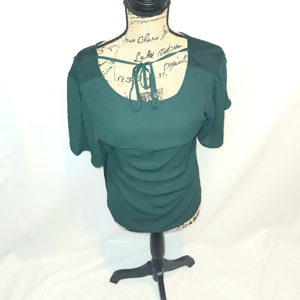 Women's Ann Taylor Loft Forest Green Blouse Small - Picture 1 of 8